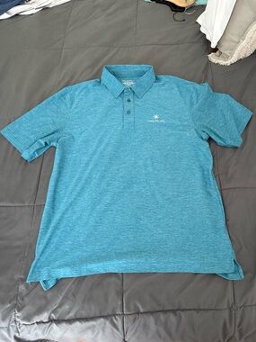 Straight Down Golf Polo Shirt Performance Stretch Teal / Blue/Green Mens L
